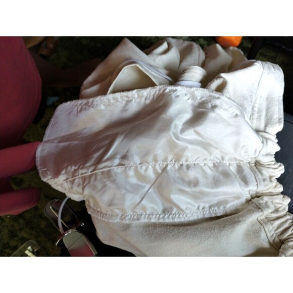 Bala Bala Pants Women's XL Silk Mirror Stud Zip Pockets Winter White Luxury VTG - Picture 5 of 12